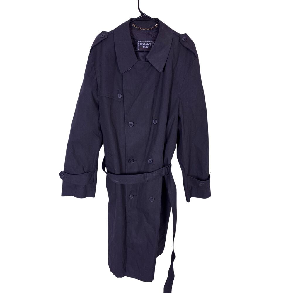 VTGBotany 500 Rain Coat Mens Large Brown Military Belted Heavy Trench Jacket